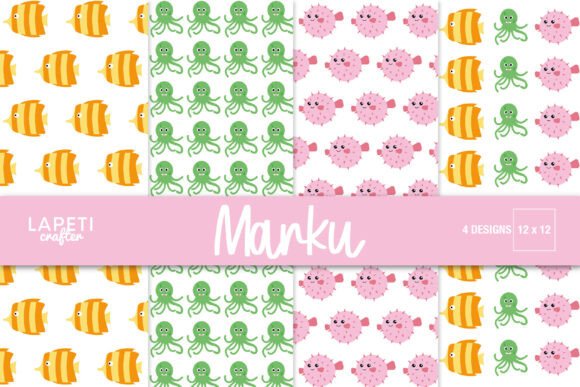 Download Cute Ocean Animals Digital Paper 12x12 - Ocean animals Collection