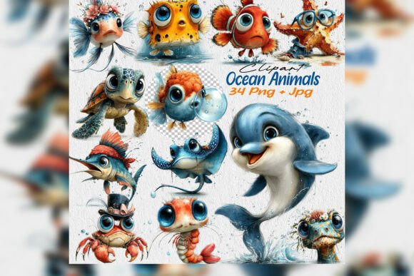 Download Ocean Animals Clipart PNG Summer Bundle - Ocean animals Collection