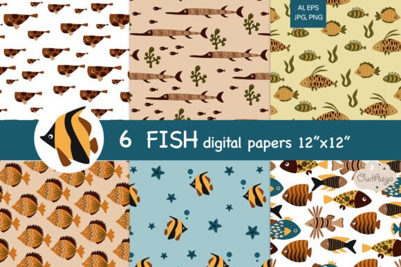 Download Fish Digital Paper, Sea Animals Pattern - Sea animals pattern Collection