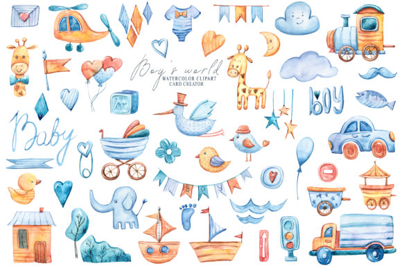 Download Baby Boy Shower Clipart, It's a Boy Set - Baby boy shower Collection