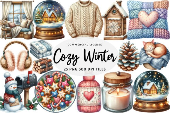 Download Watercolor Cozy Winter Clipart - Winter Collection