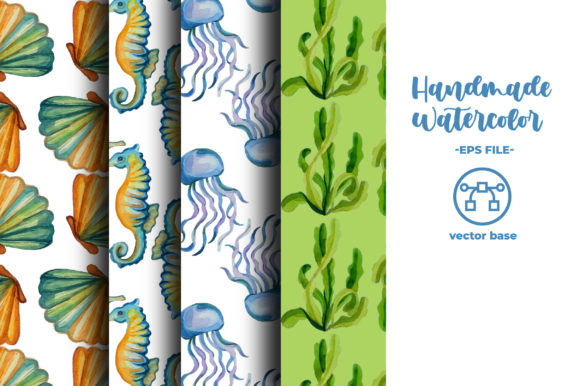 Download Sea Animals Pattern Watercolor - Premium Resources