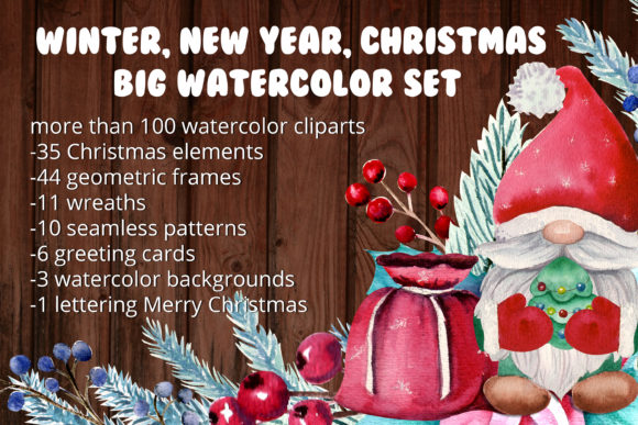 Download Winter, Christmas. Big Watercolor Set - Winter Collection