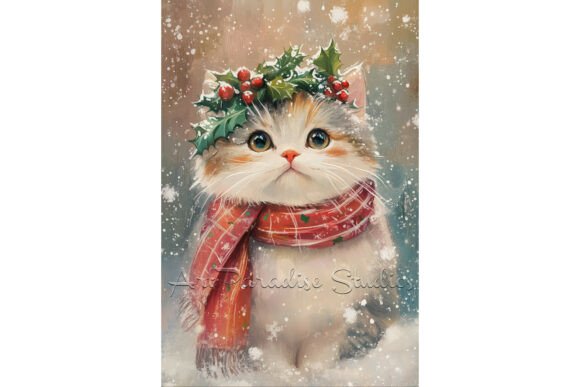 Download Christmas Persian Cat Cozy Winter Art - Winter Collection