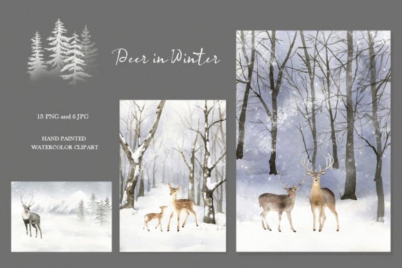 Download Watercolor Winter Forest Clipart - Winter Collection