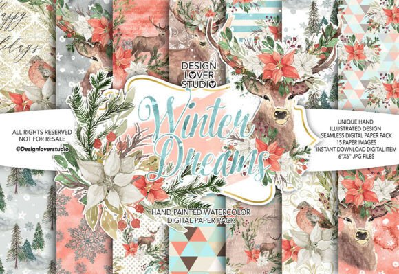 Download Winter Dreams Christmas Hand Painted Dig - Winter Collection
