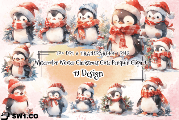 Download Watercolor Winter Penguin Christmas PNG - Winter Collection
