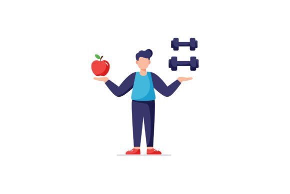Download Man Balancing Healthy Eating Apple and D - Healthy eating Collection