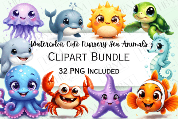 Download Cute Watercolor Ocean Animals Clipart - Ocean animals Collection
